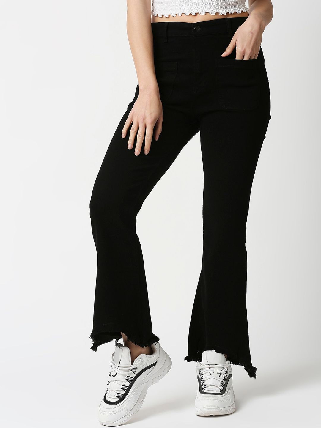 High Star Women Black Bootcut High-Rise Jeans Price in India