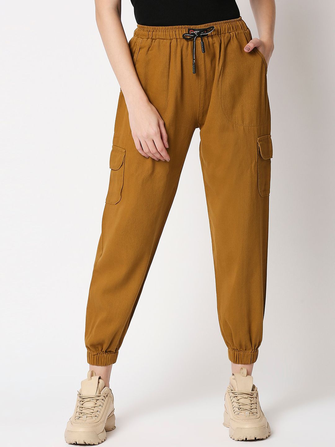 High Star Women Rust Jogger High-Rise Low Distress Jeans Price in India