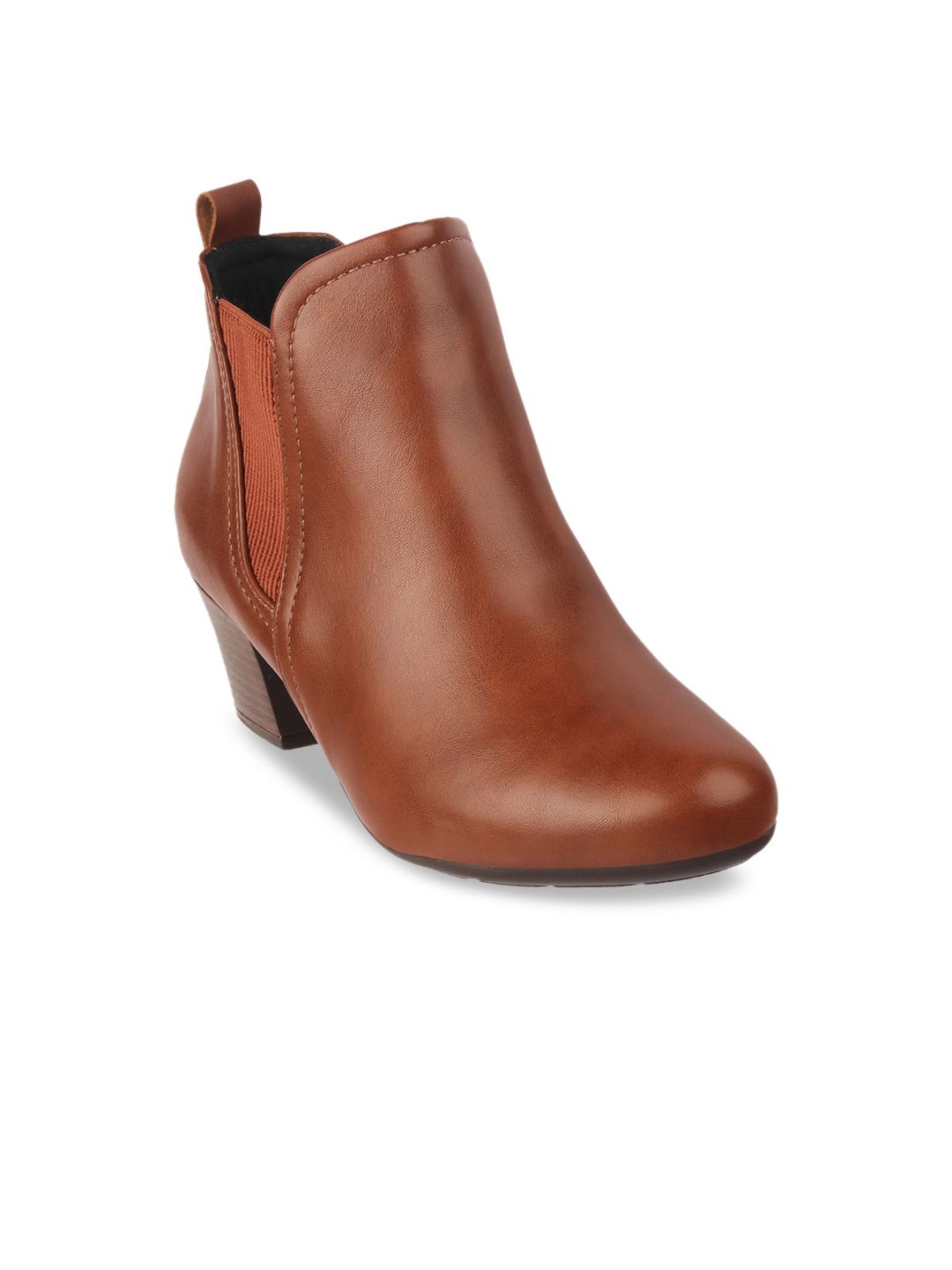 MODARE Brown PU Block Heeled Boots Price in India