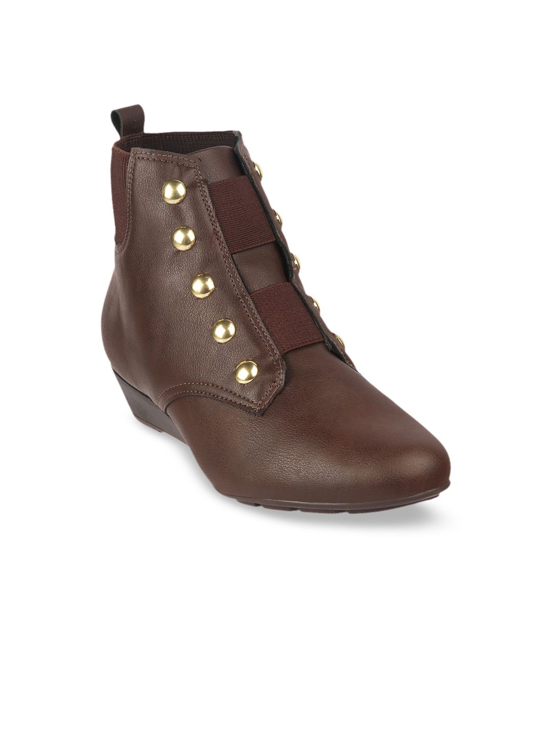 MODARE Brown PU Wedge Heeled Boots Price in India