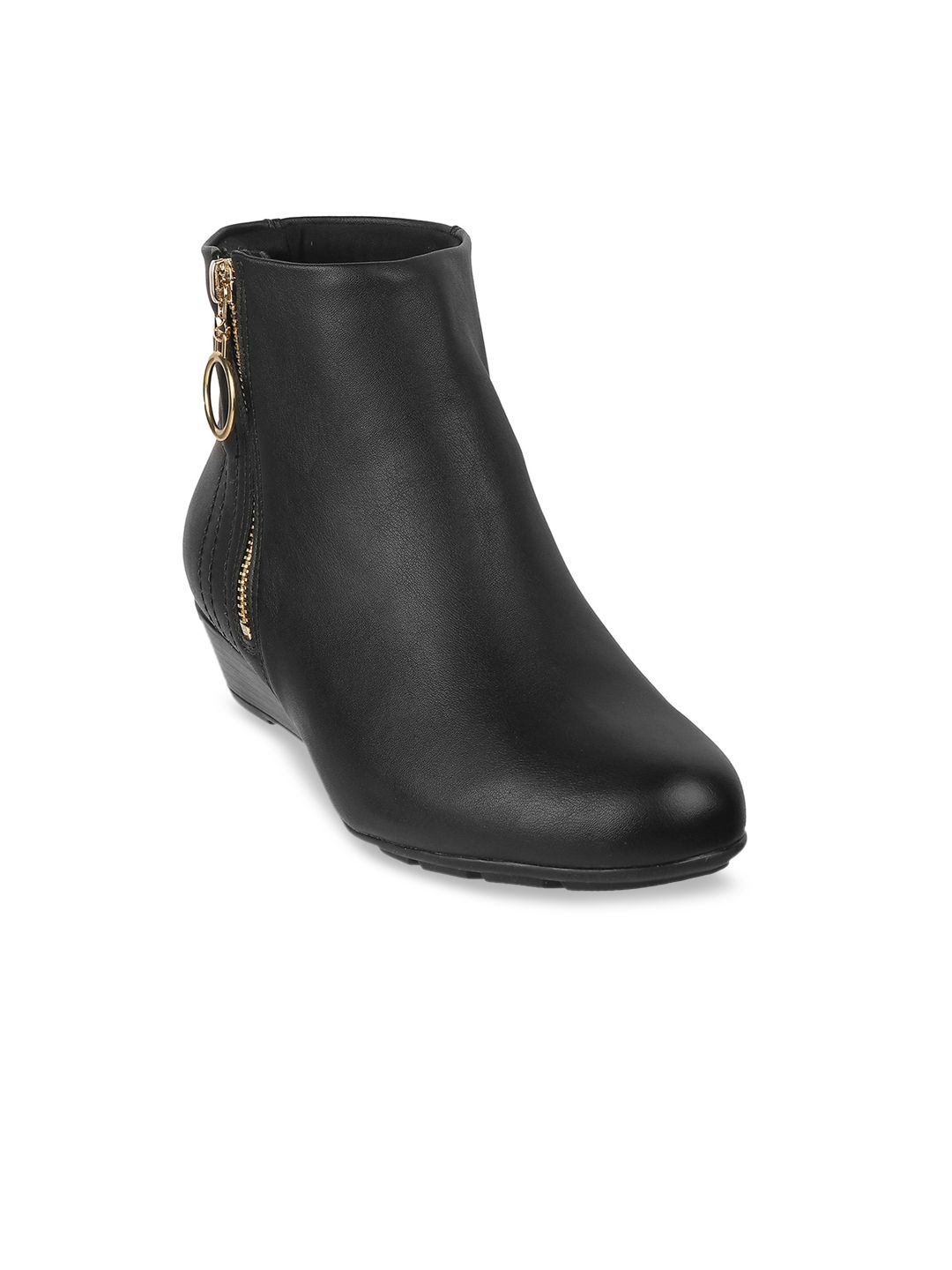 MODARE Women Black PU Wedge Heeled Boots Price in India