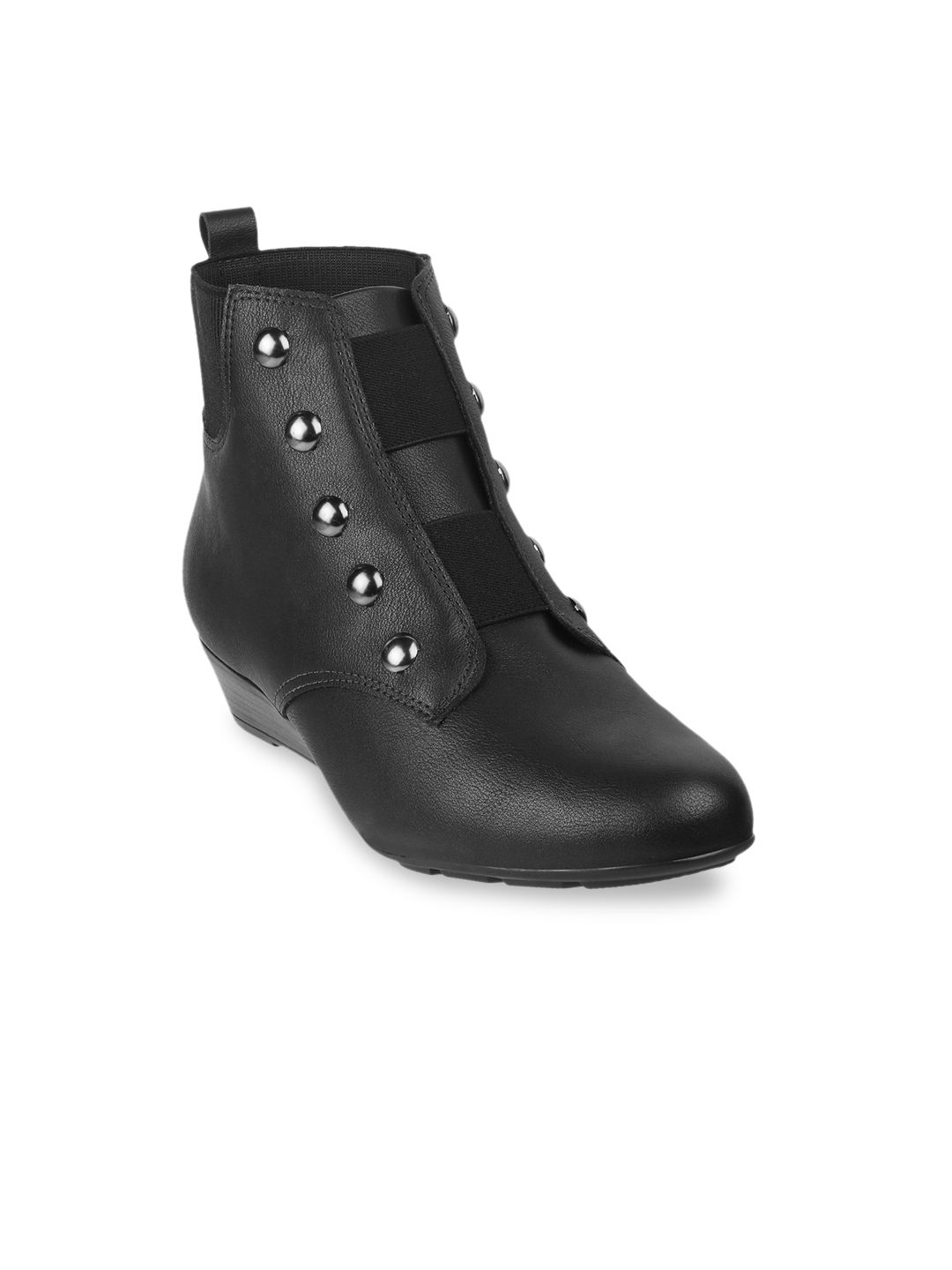 MODARE Women Black PU Wedge Heeled Boots Price in India