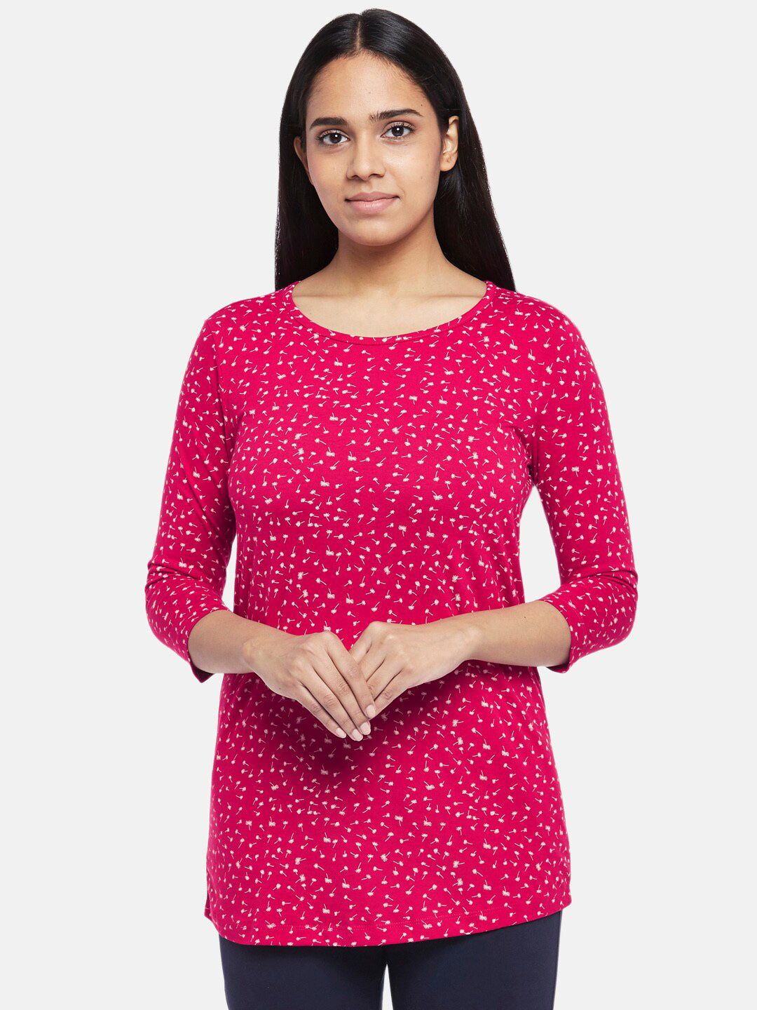 Dreamz by Pantaloons Woman Red Regular Longline Lounge tshirt Price in India