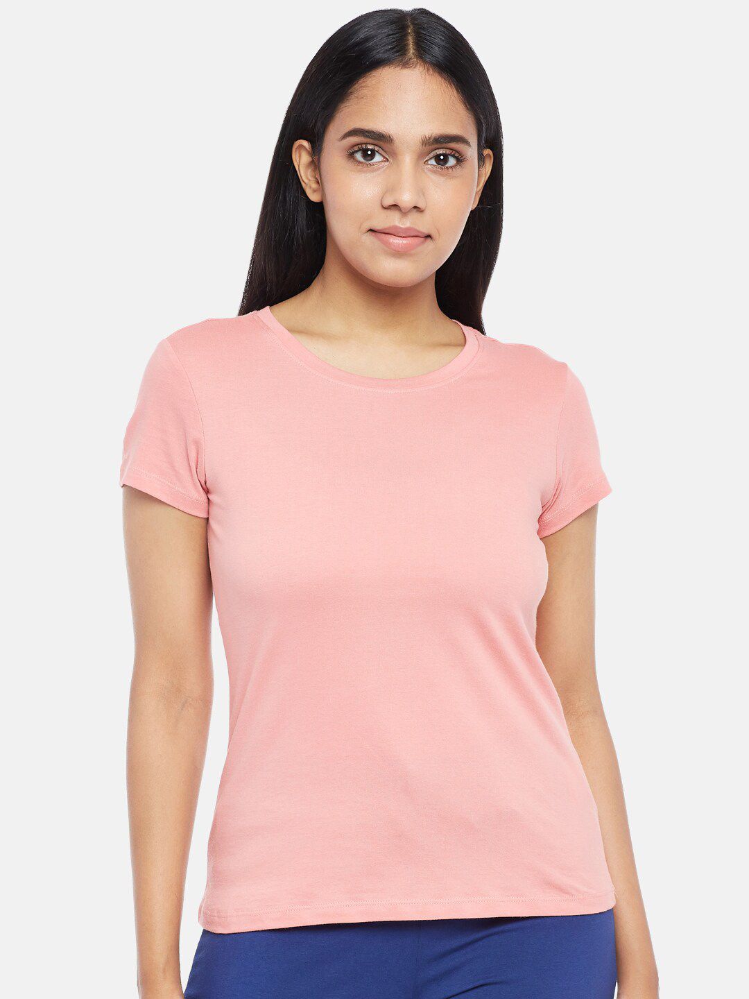 Dreamz by Pantaloons Women Pink Solid Pure Cotton Regular Lounge tshirt Price in India
