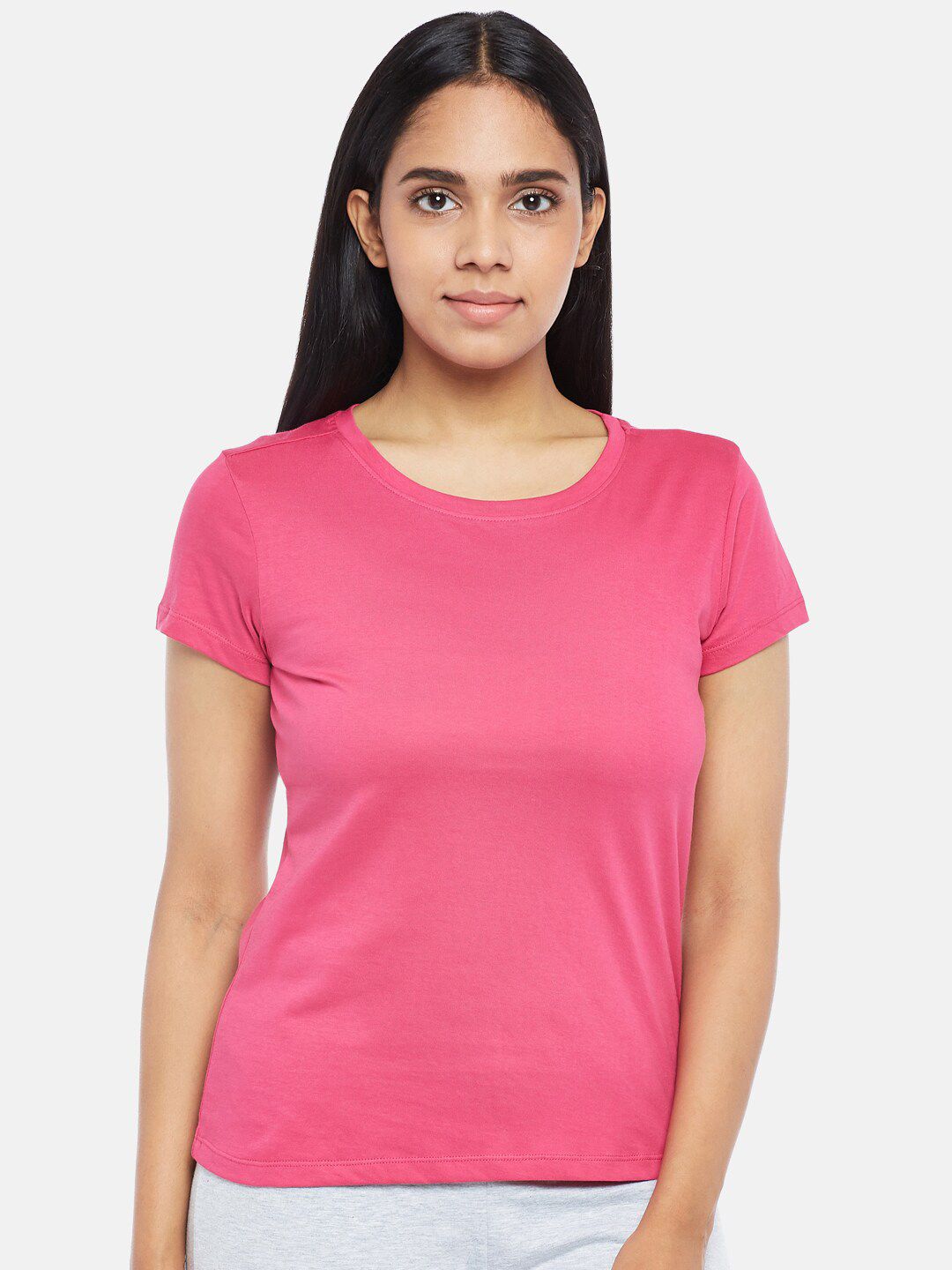 Dreamz by Pantaloons Women Pink Solid Pure Cotton Lounge Top Price in India
