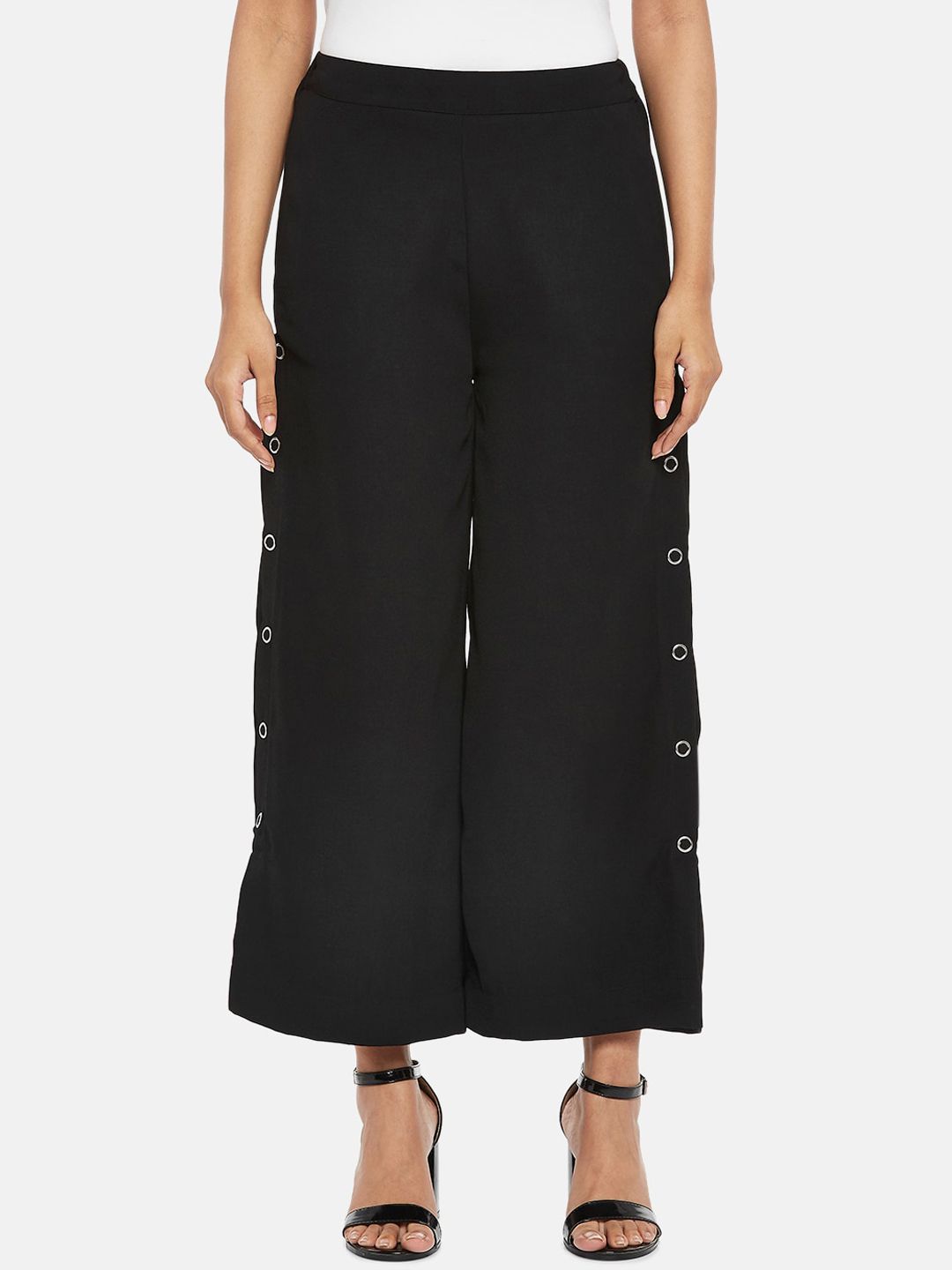 People Women Black Culottes Trousers Price in India