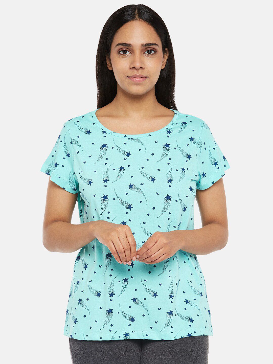 Dreamz by Pantaloons Turquoise Blue Regular Lounge tshirt Price in India