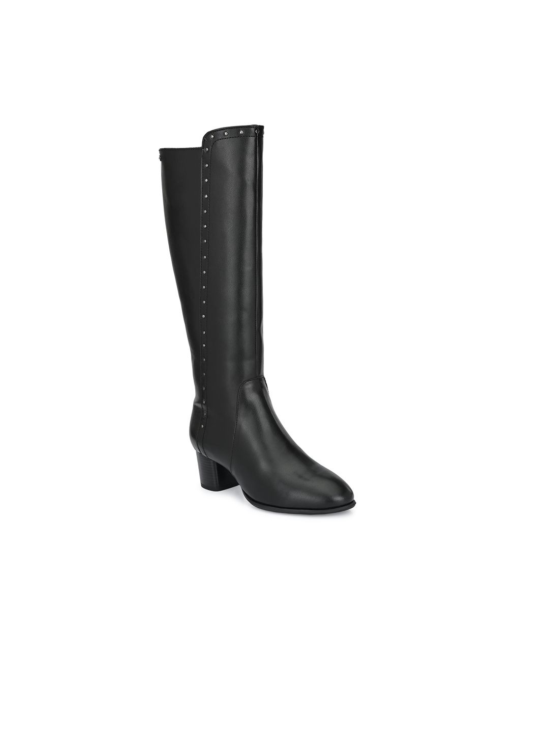 Delize Women Black High-Top Block Heeled Boots Price in India
