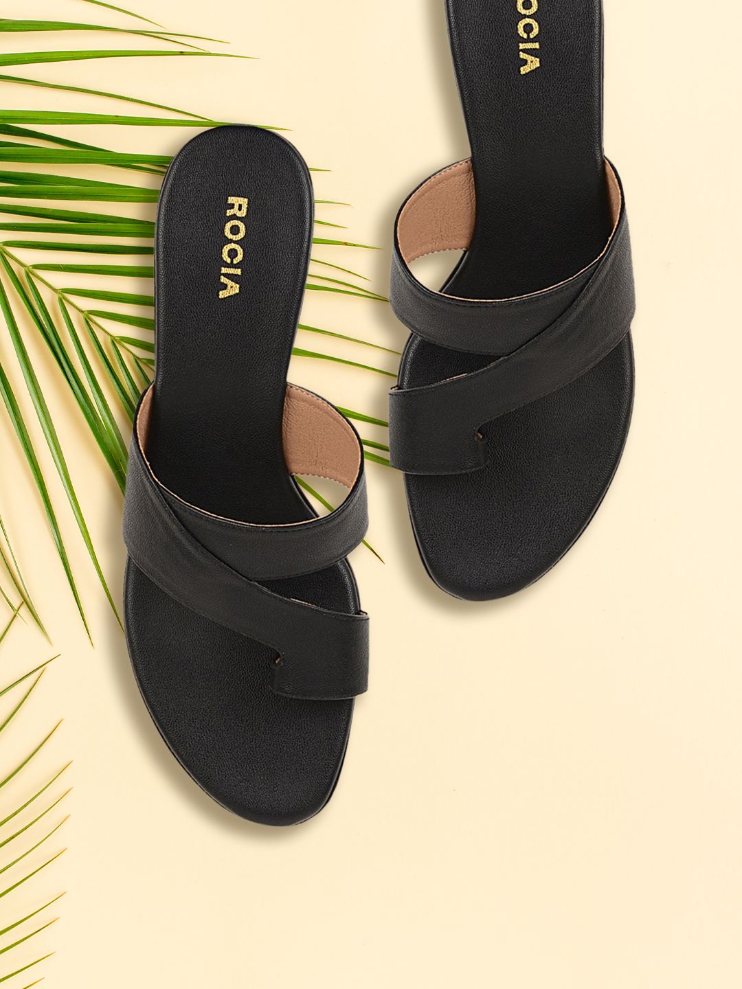 Rocia Black One Toe Sandals Price in India