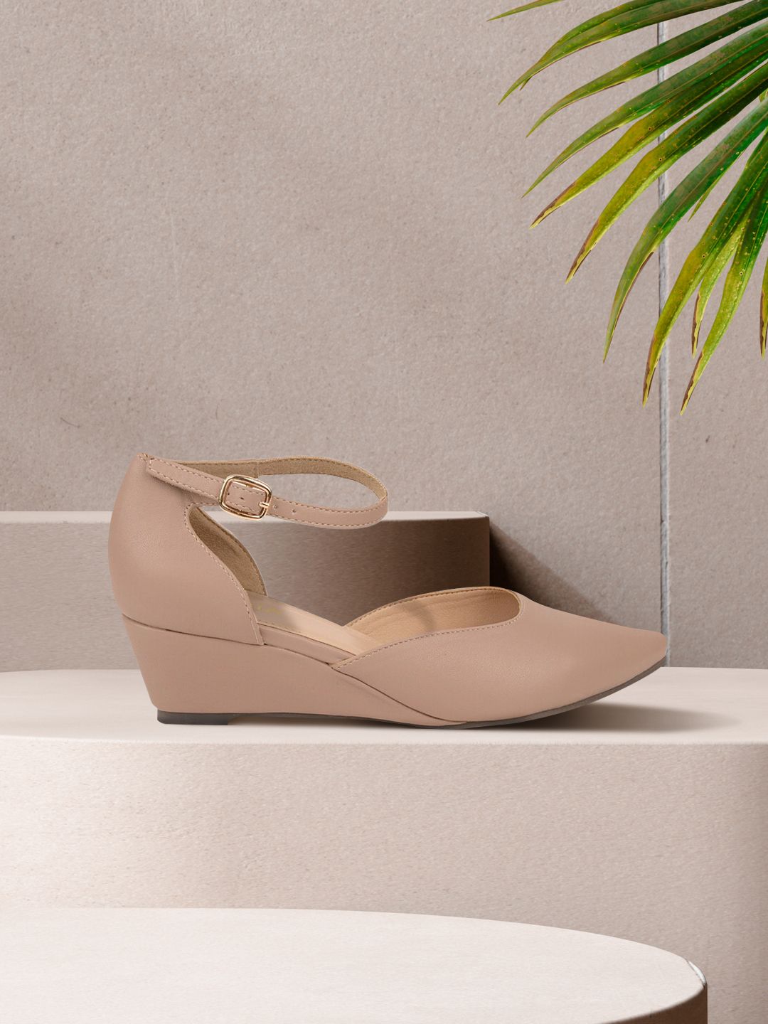 Rocia Nude-Coloured Closed Toe Wedge Pumps Price in India