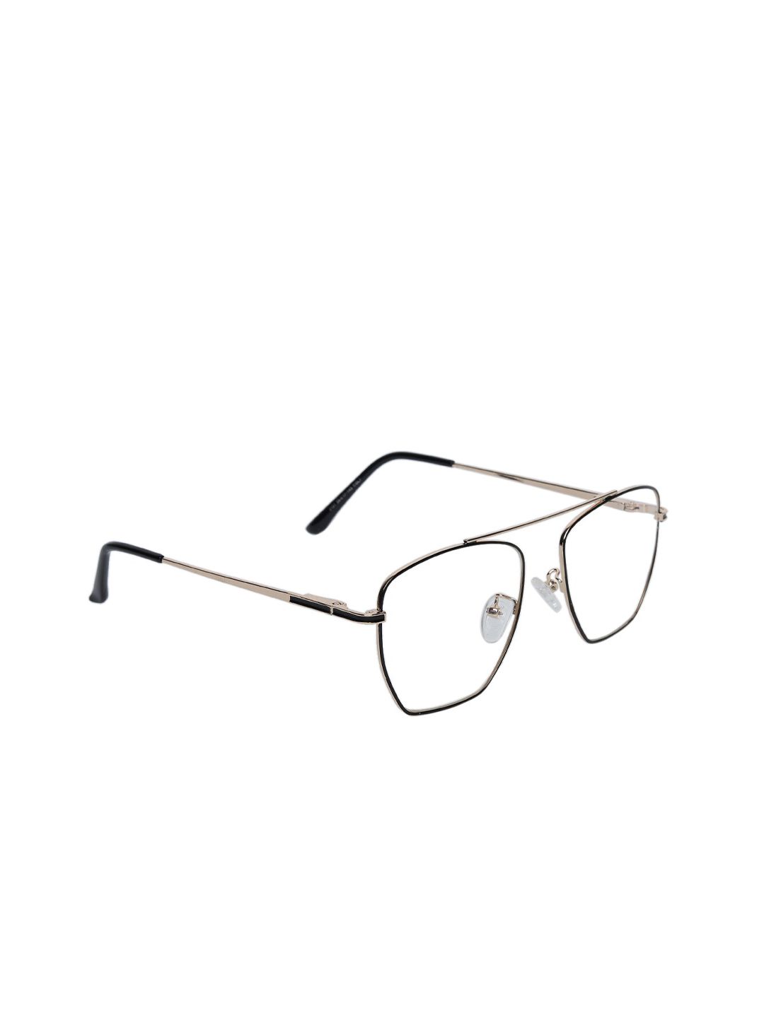 Peter Jones Eyewear Unisex Black & Gold-Toned Full Rim Square Blue Light Blocking Glasses Price in India