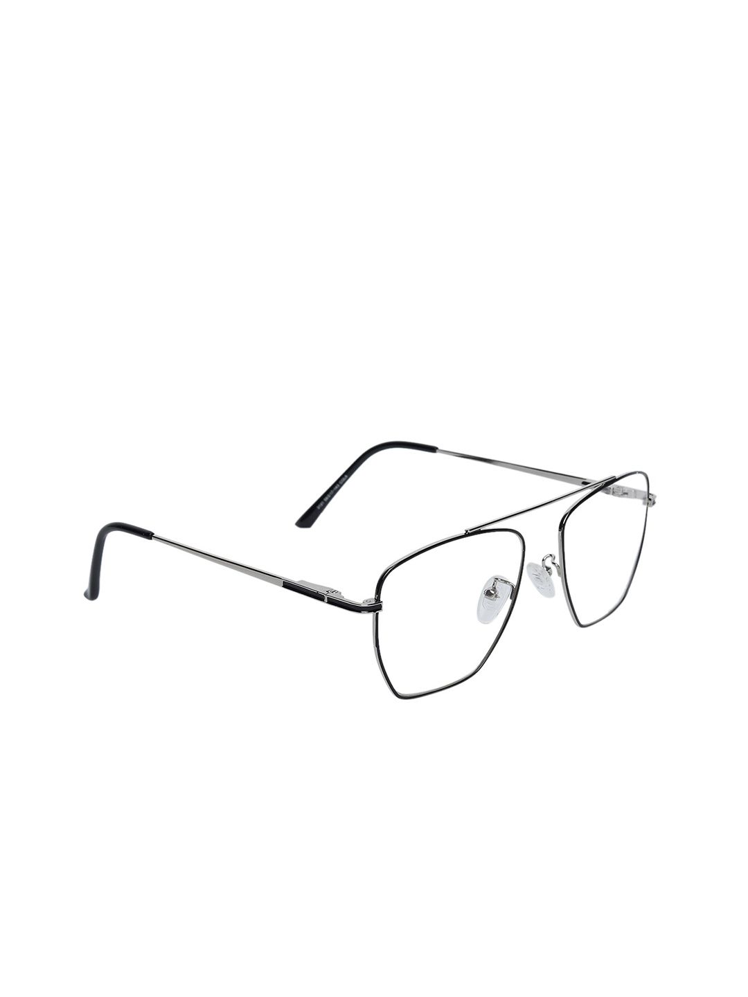 Peter Jones Eyewear Unisex Black & Silver-Toned Square Blue Light Blocking Glasses Price in India