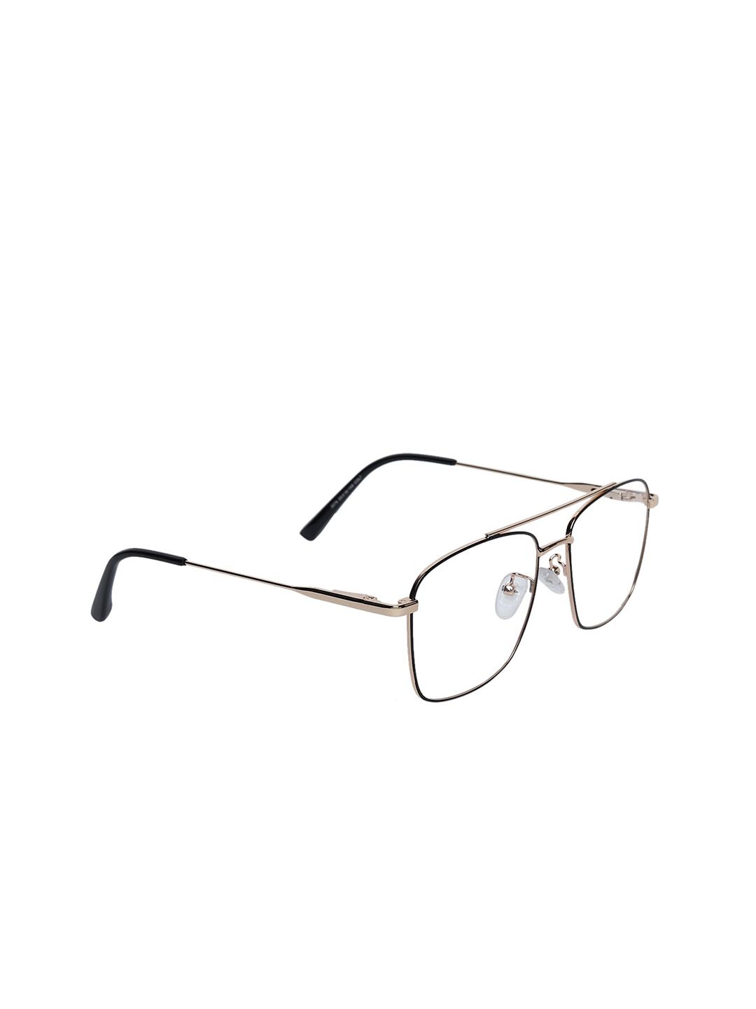 Peter Jones Eyewear Unisex Black & Gold-Toned Full Rim Square Blue Light Blocking Glasses Price in India