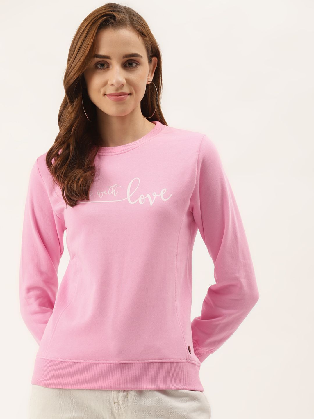Duke Women Pink Printed Sweatshirt Price in India