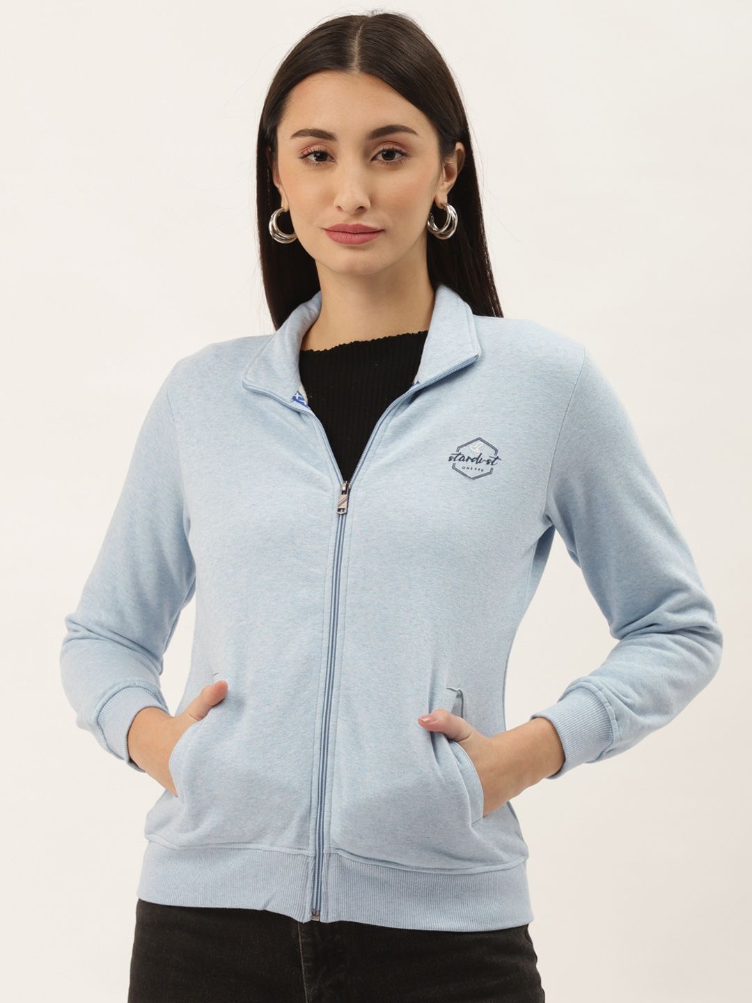 Duke Women Blue Solid Sweatshirt Price in India