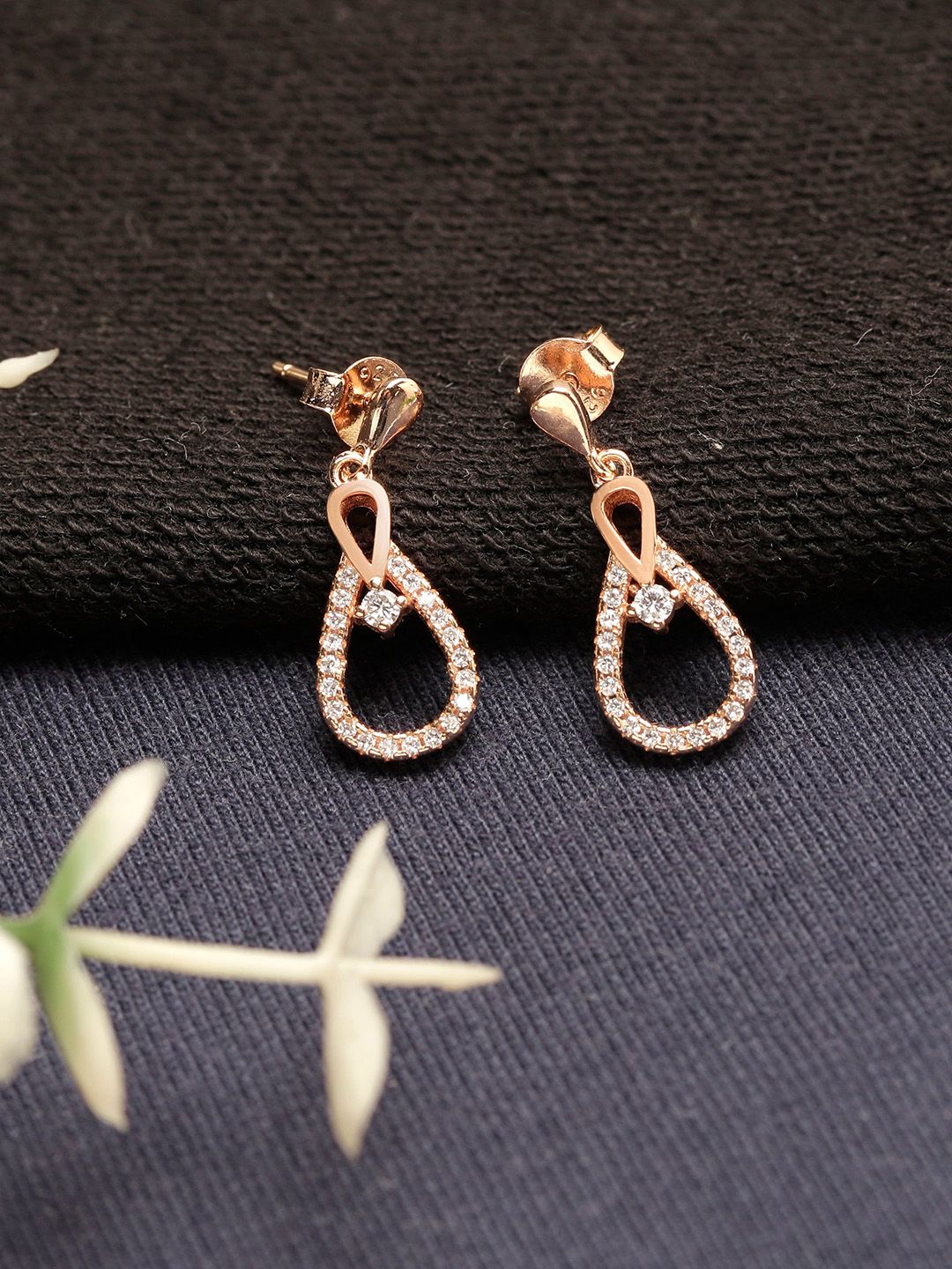 GIVA 925 Sterling Silver Woman Rose Gold Contemporary Studs Earrings Price in India