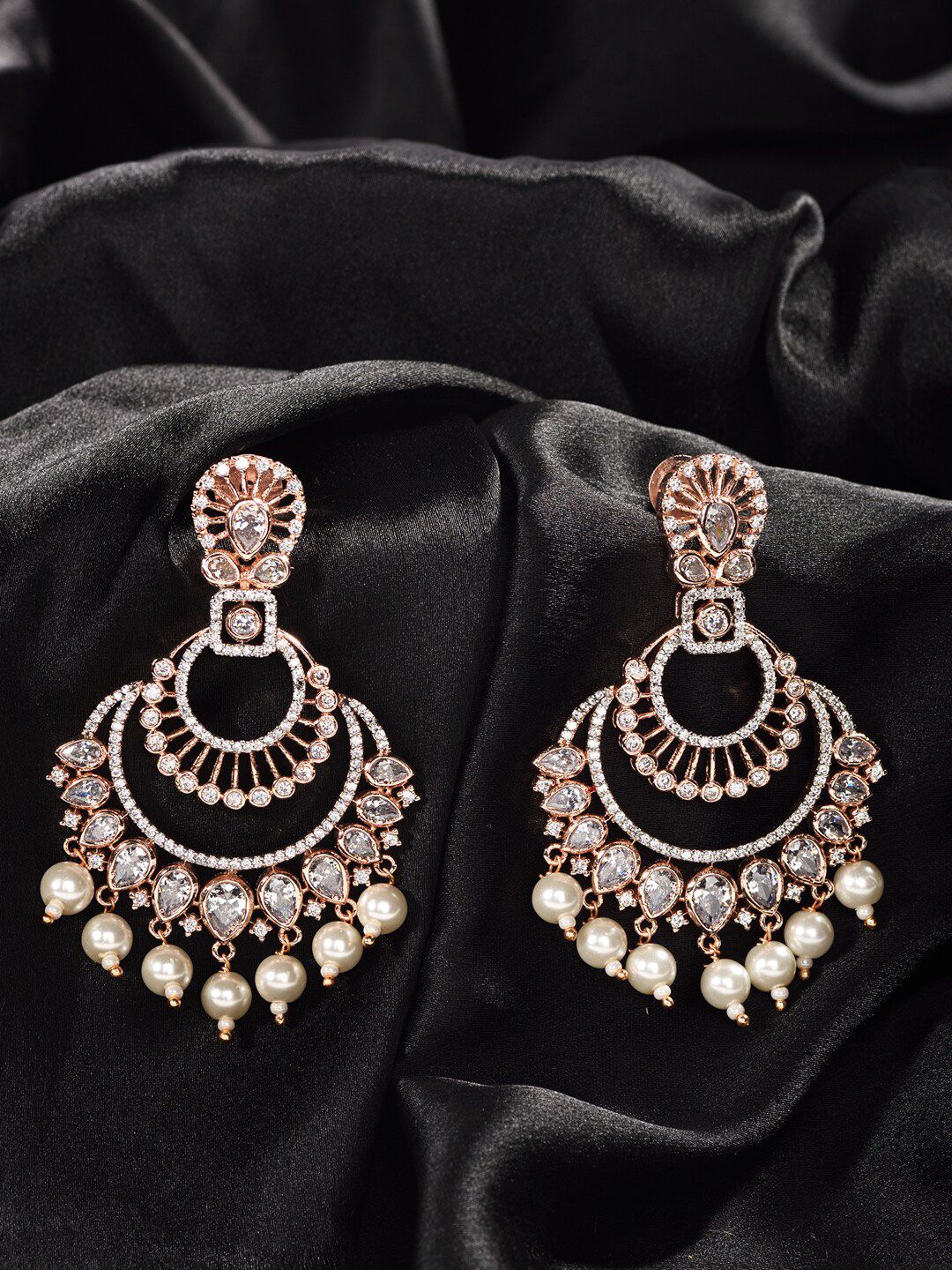 Saraf RS Jewellery White Contemporary Chandbalis Earrings Price in India