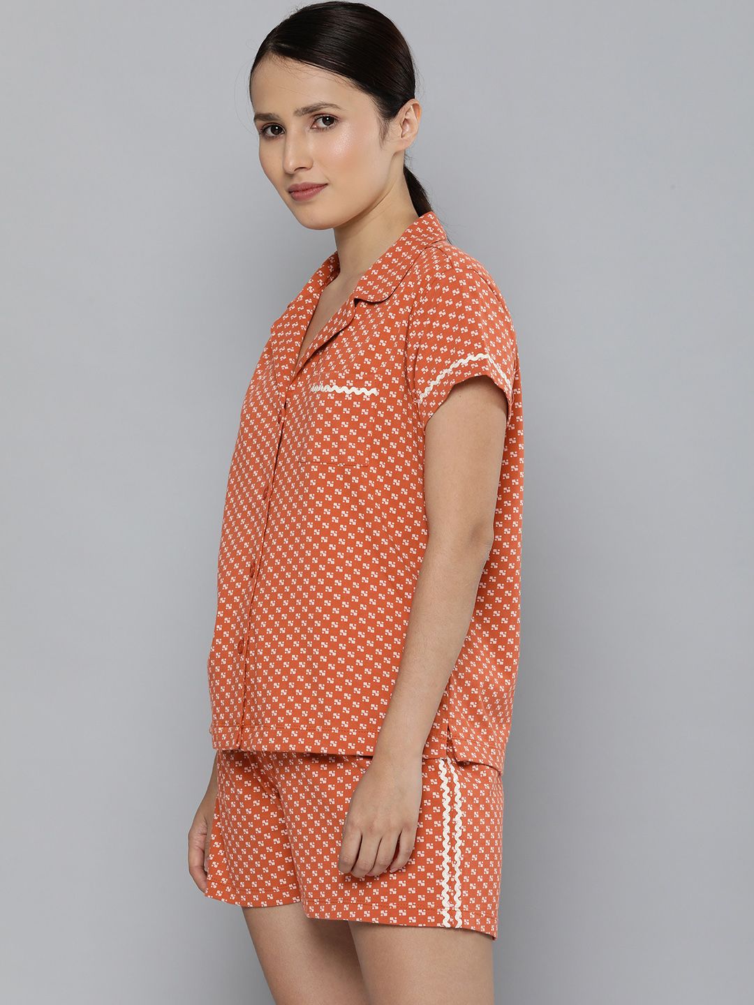 Chemistry Women Orange Pure Cotton Night suit Price in India