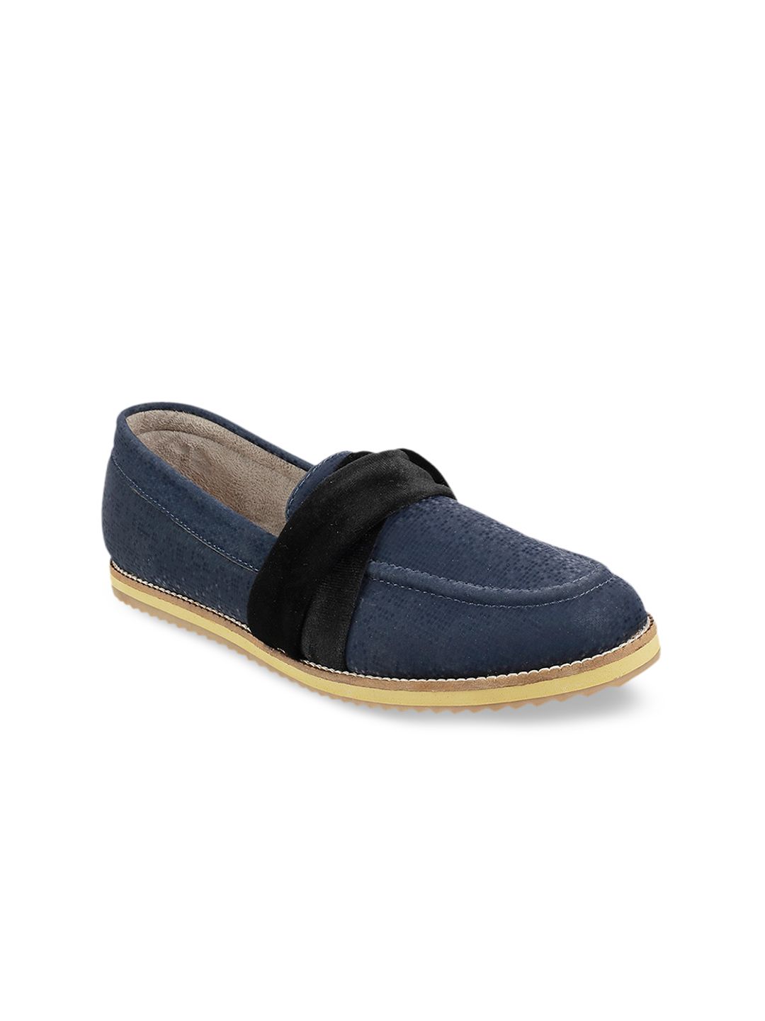 Wet Blue Women Navy Blue Textured Loafers Price in India