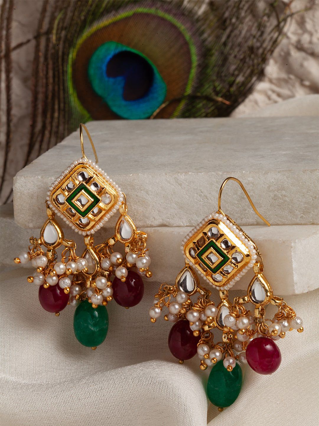 DUGRISTYLE Green Contemporary Drop Earrings Price in India