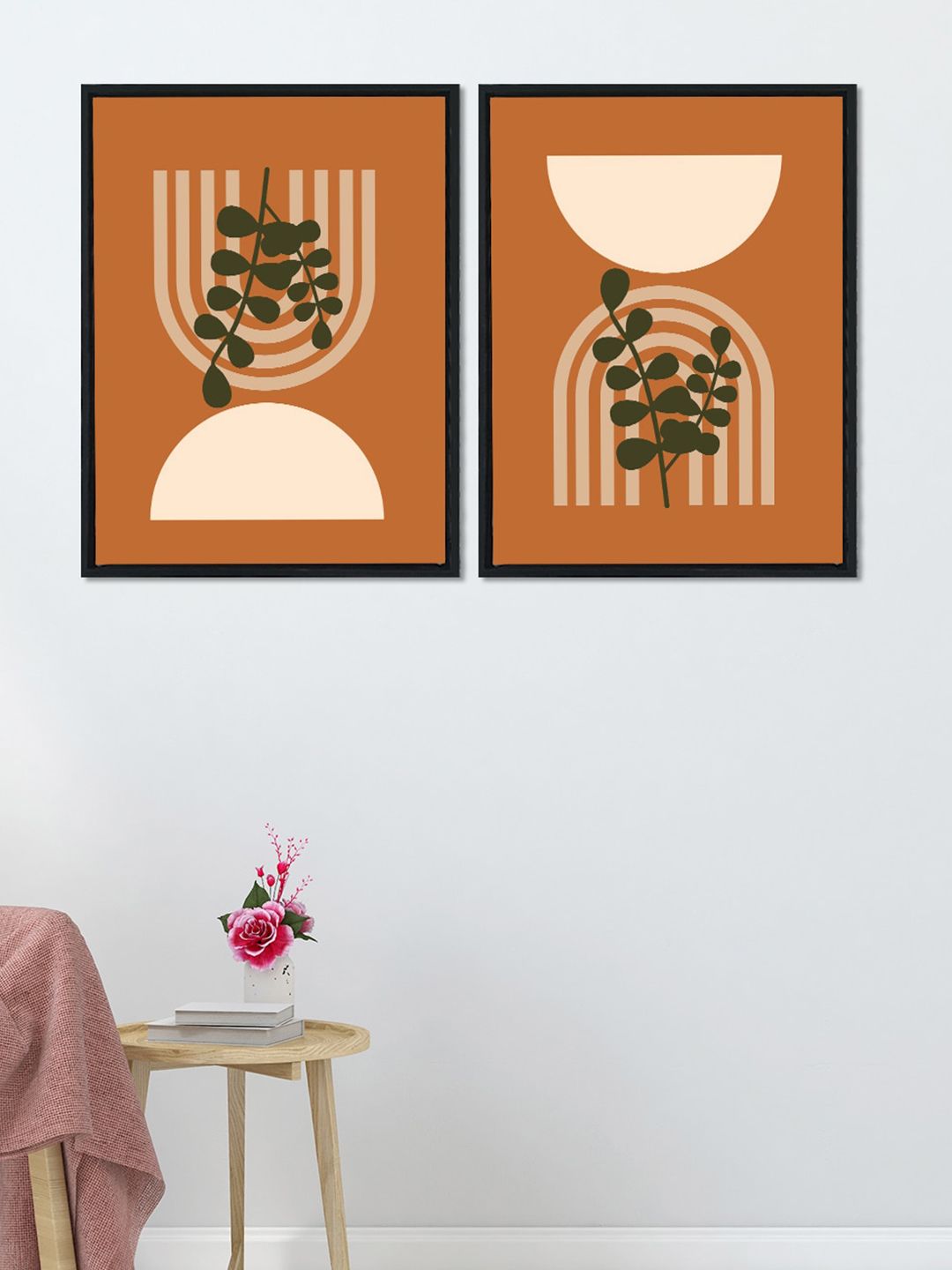 Art Street Set Of 2 Brown & Green Hand-Painted Art Print Painting Price in India
