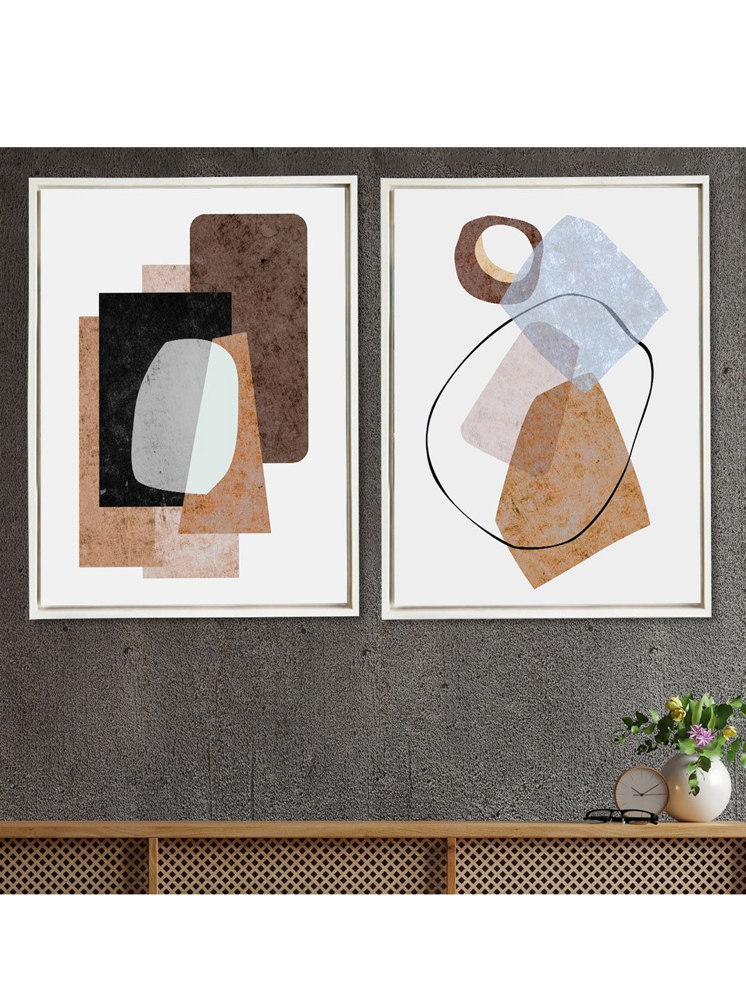 Art Street Set Of 2 Abstract Theme Framed Art Print Paintings Price in India