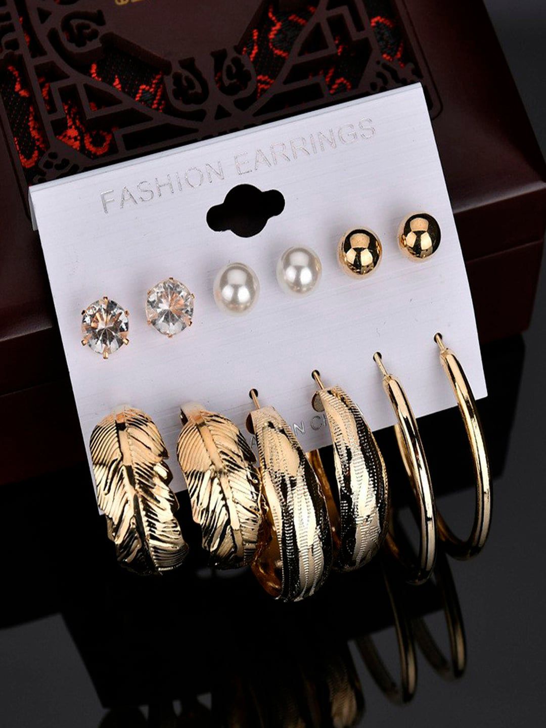 YouBella Women Set of 6 Gold-Toned Contemporary Studs Earrings Price in India