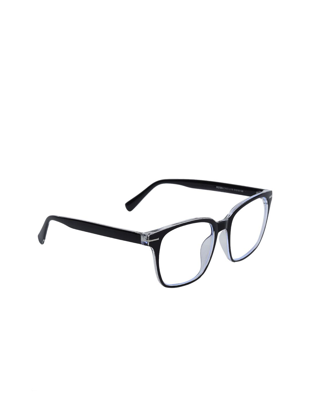 Peter Jones Eyewear Unisex Black Full Rim Square Blue Light Blocking Computer Glasses Price in India