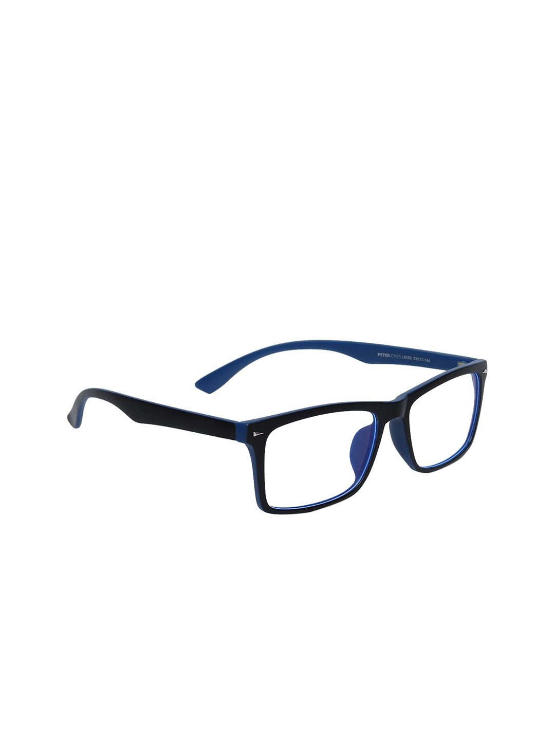 Peter Jones Eyewear Unisex Black & Blue Full Rim Rectangle Blue Light Blocking Glasses Price in India