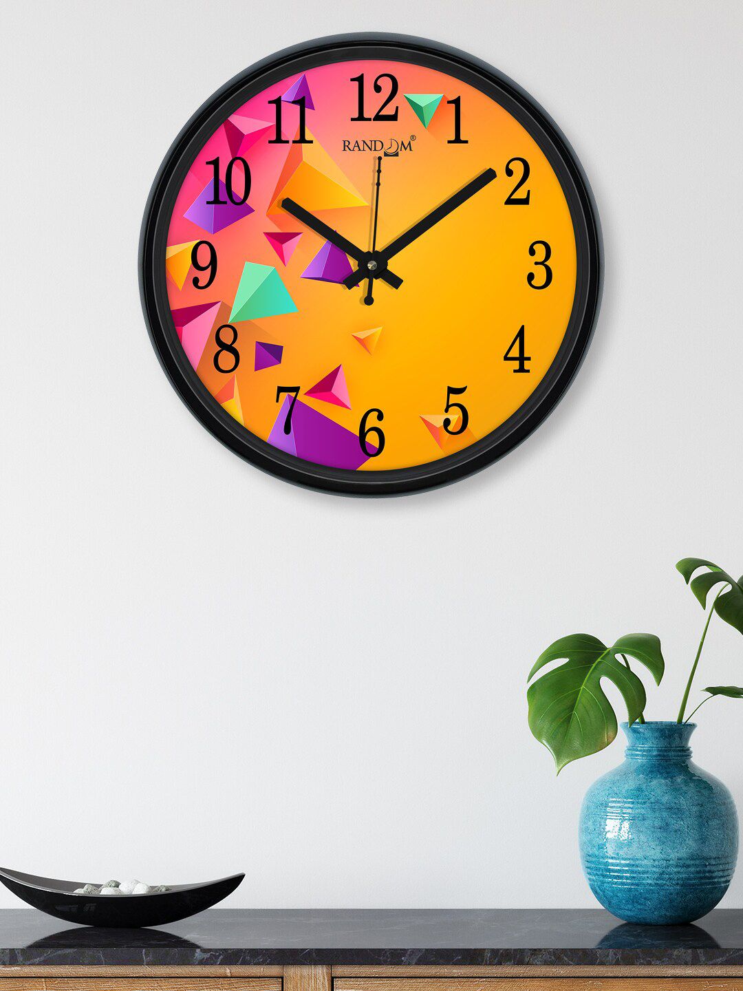 RANDOM Orange & Purple Printed Round Contemporary Wall Clock Price in India