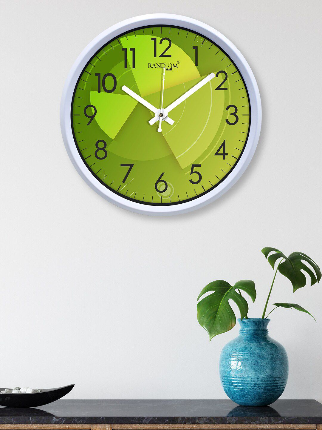 RANDOM Lime Green & Grey Printed Contemporary Wall Clock Price in India