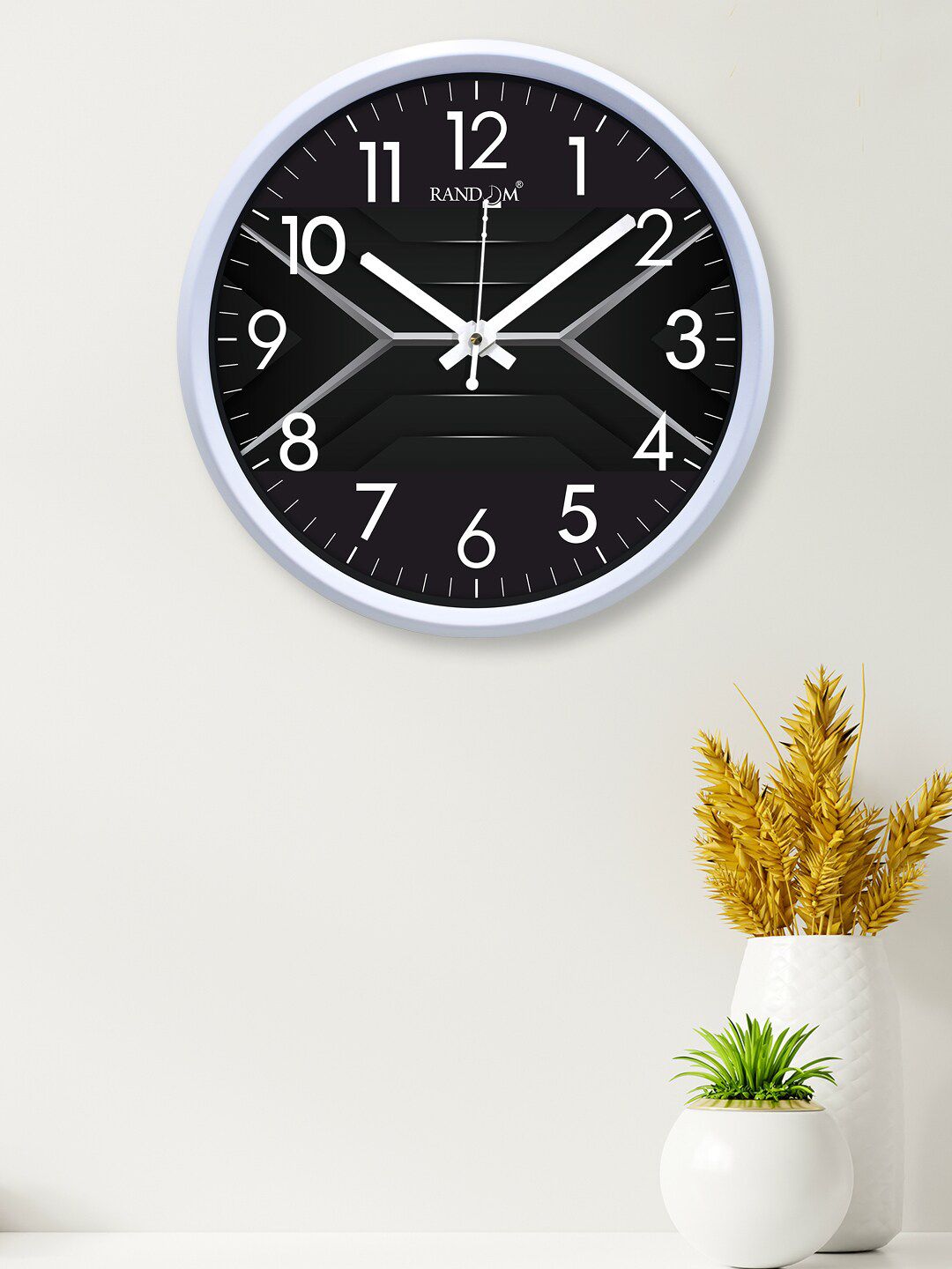 RANDOM Black & White Contemporary Wall Clock Price in India