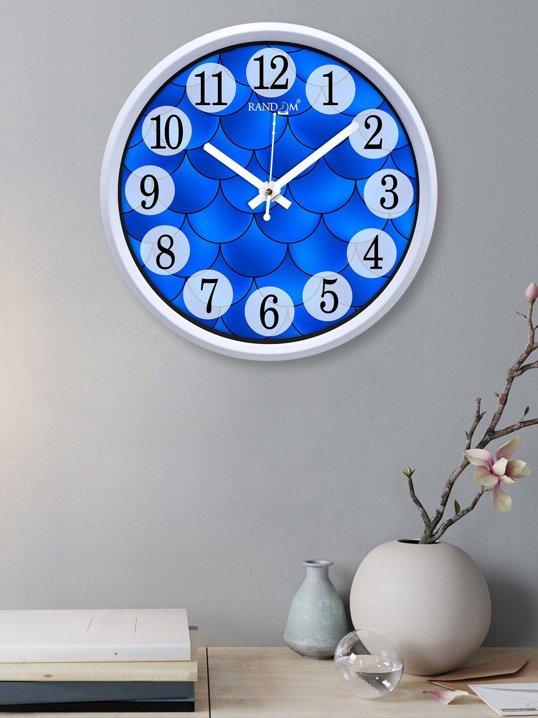 RANDOM Blue Printed Round Contemporary Wall Clock Price in India