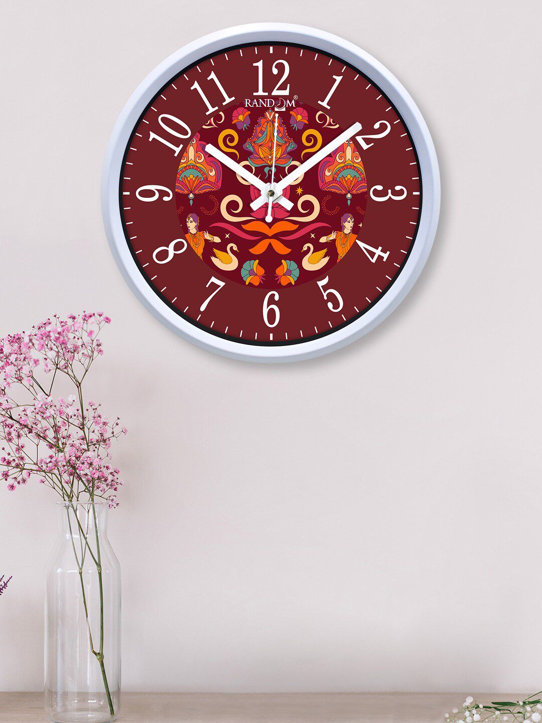 RANDOM Red & White Printed Contemporary Wall Clock Price in India