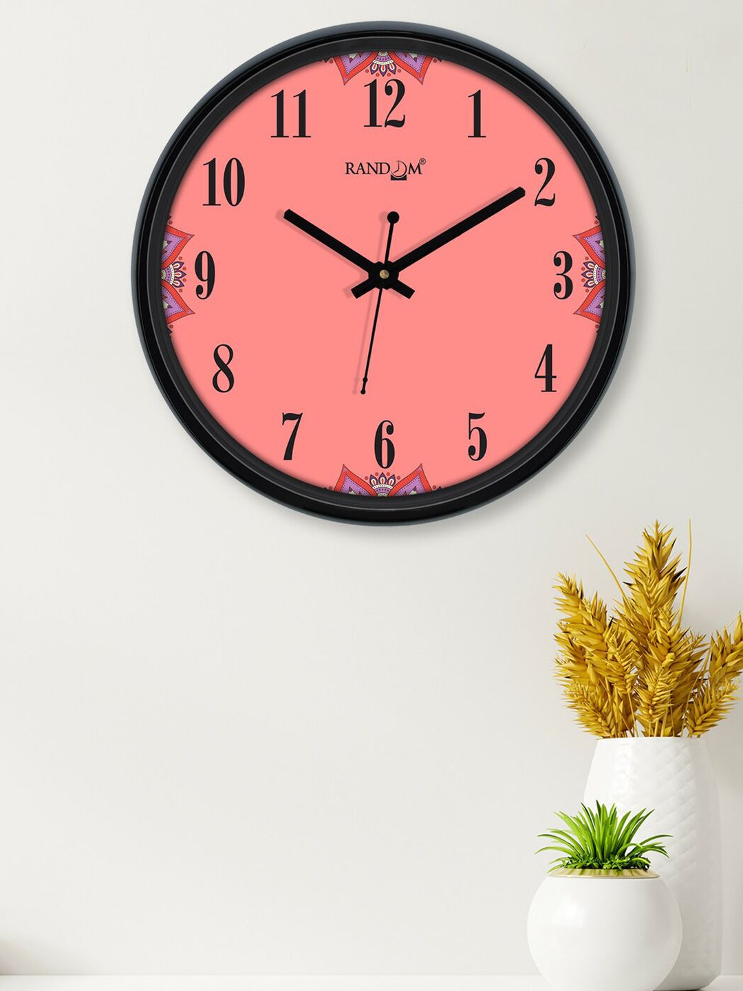 RANDOM Peach-Coloured & Orange Printed Contemporary Wall Clock Price in India