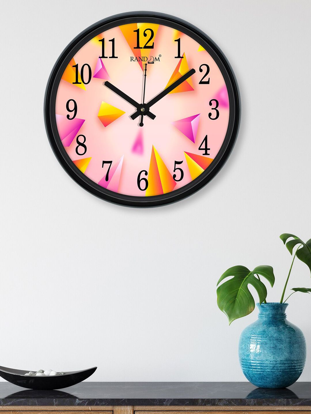 RANDOM Pink & Orange Printed Round Contemporary Wall Clock Price in India