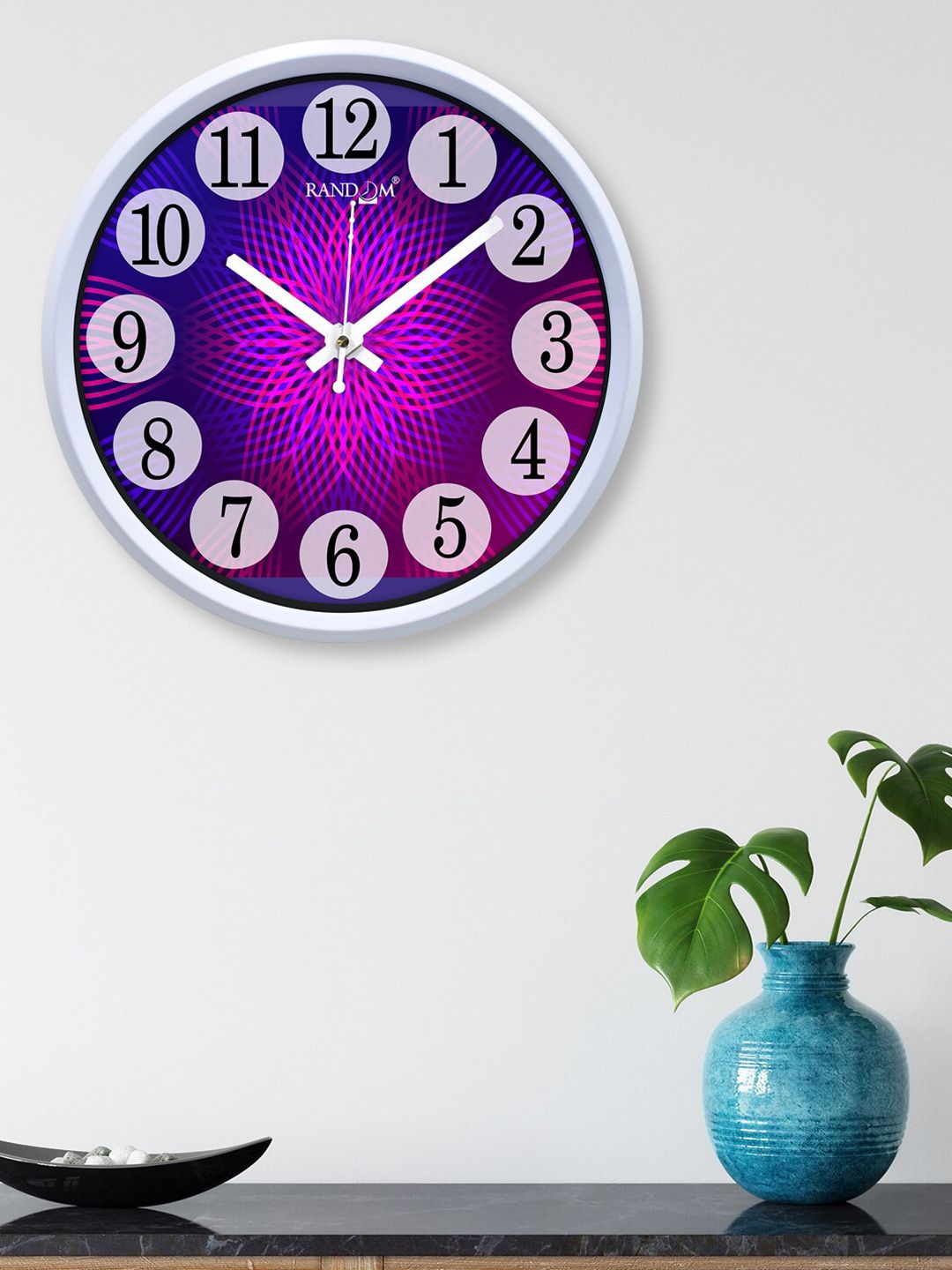 RANDOM Purple & Grey Printed Contemporary Wall Clock Price in India