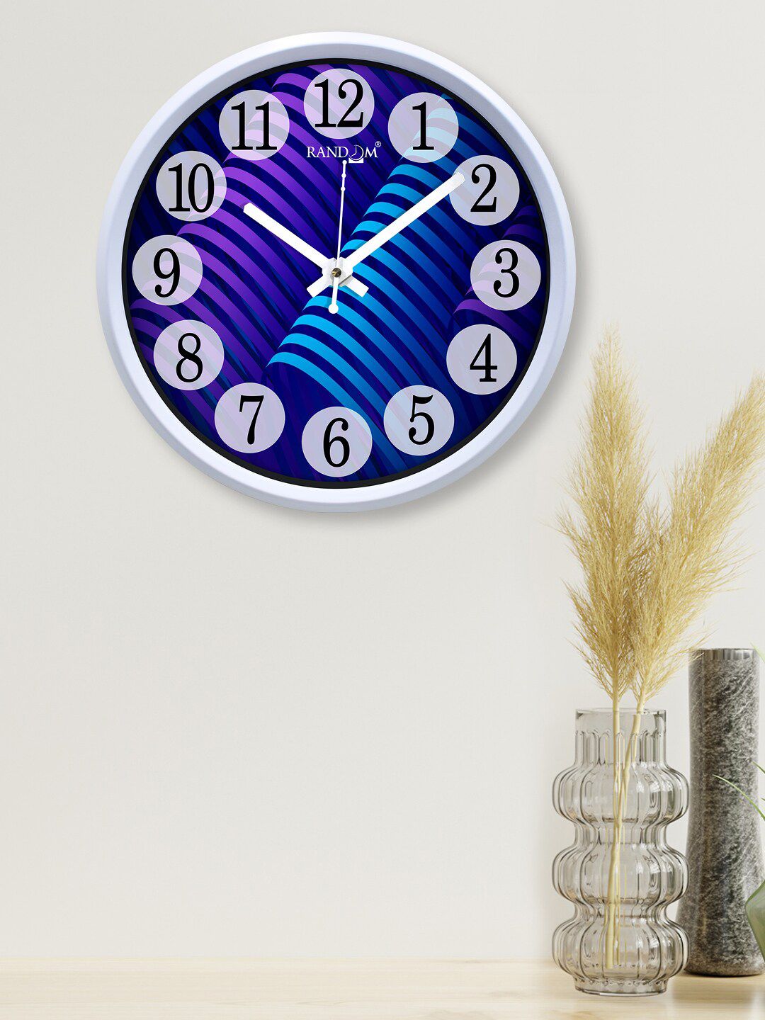 RANDOM Blue & Lavender Printed Contemporary Wall Clock Price in India