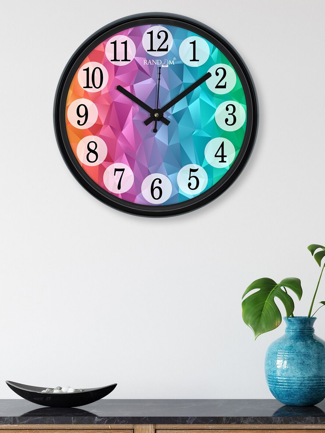 RANDOM Blue & Black Printed Contemporary Wall Clock Price in India