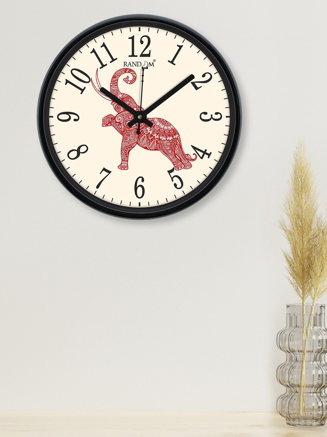 RANDOM Cream-Coloured & Red Printed Contemporary Wall Clock Price in India