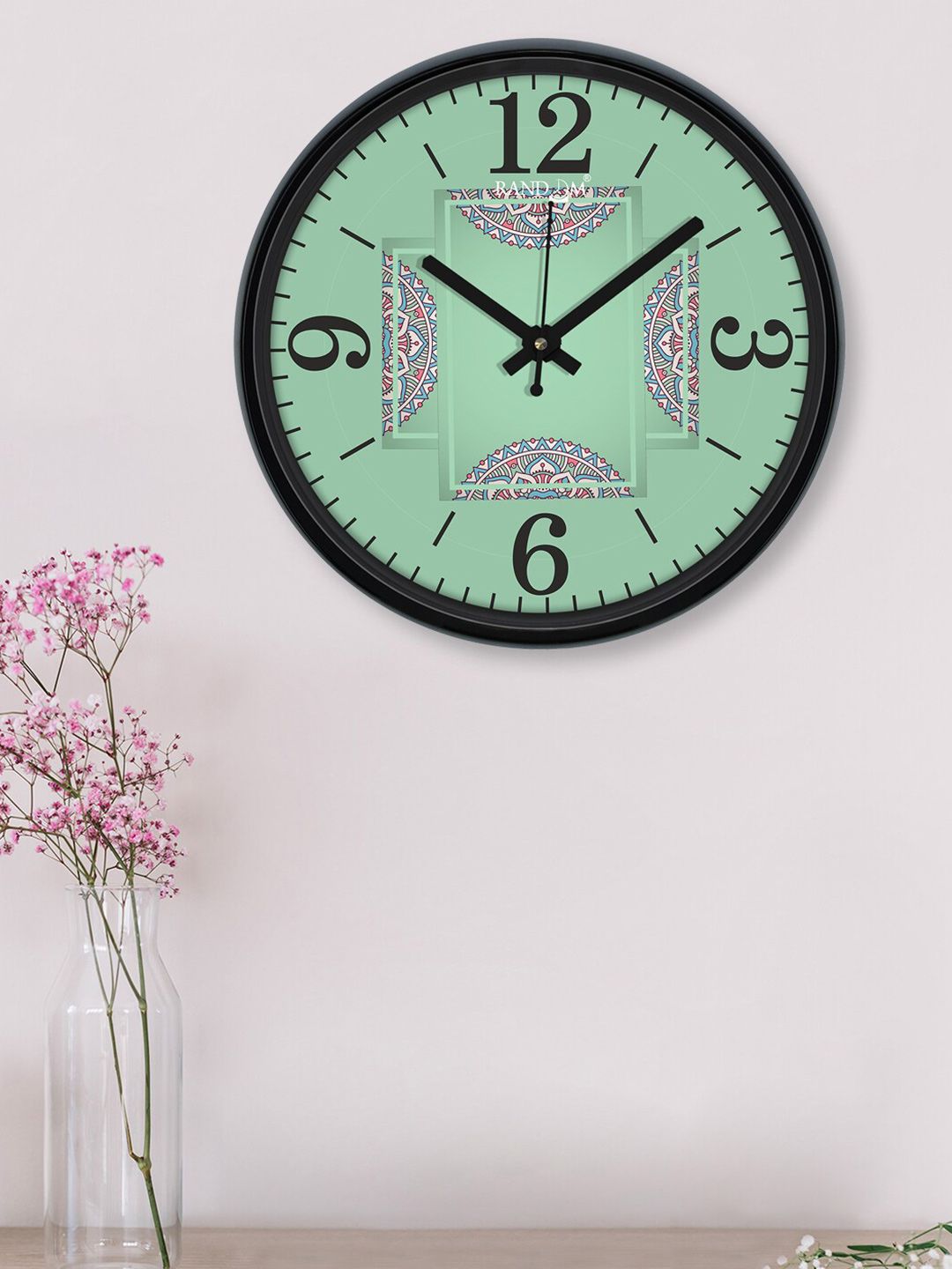 RANDOM Black & Green Printed Contemporary Wall Clock Price in India