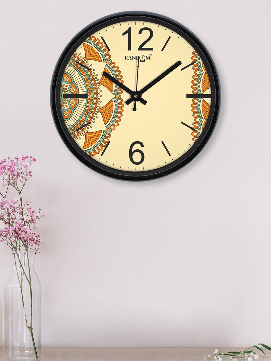 RANDOM Cream-Coloured & Black Printed Contemporary Wall Clock Price in India