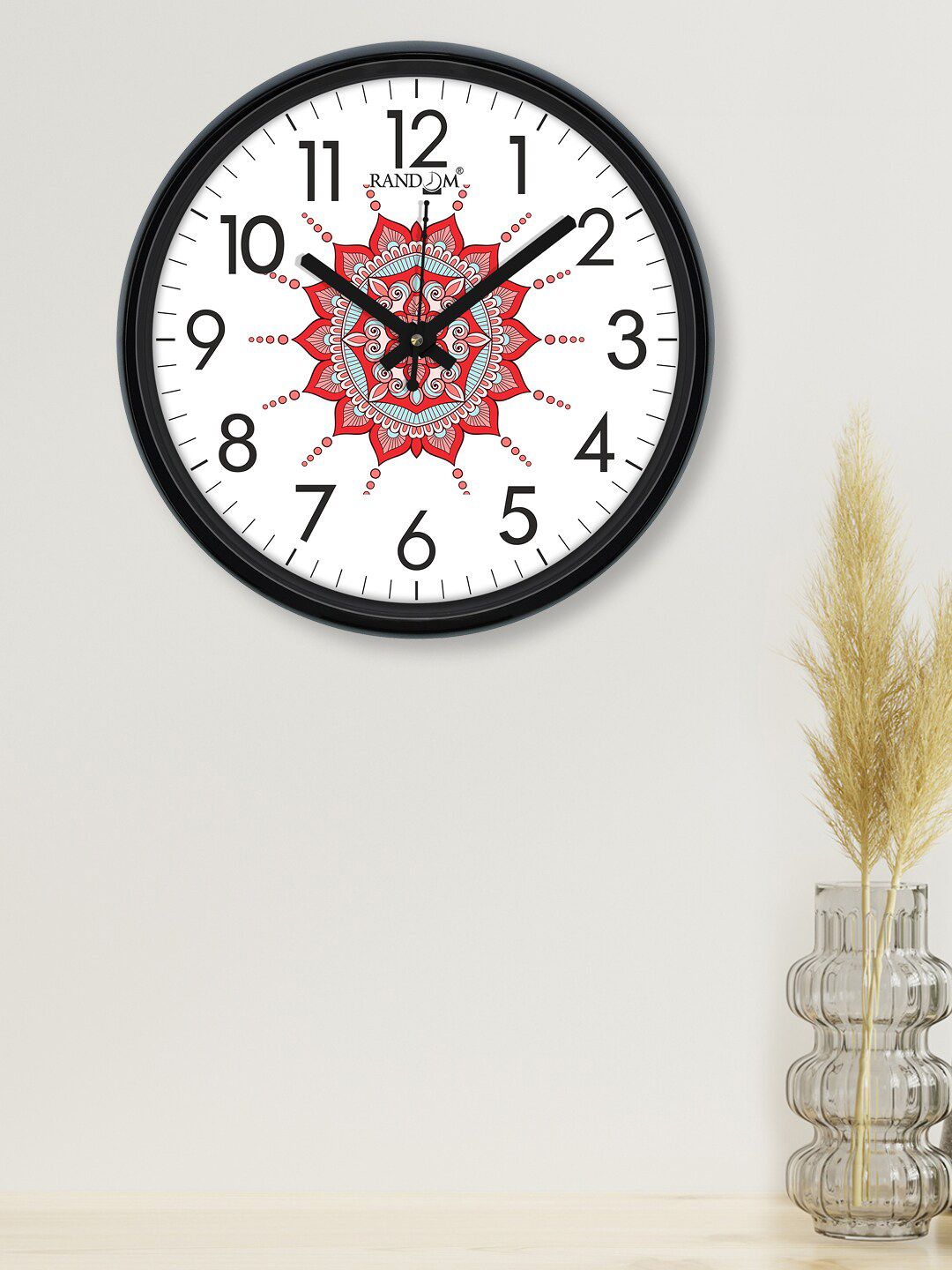 RANDOM White & Black Printed Contemporary Wall Clock Price in India