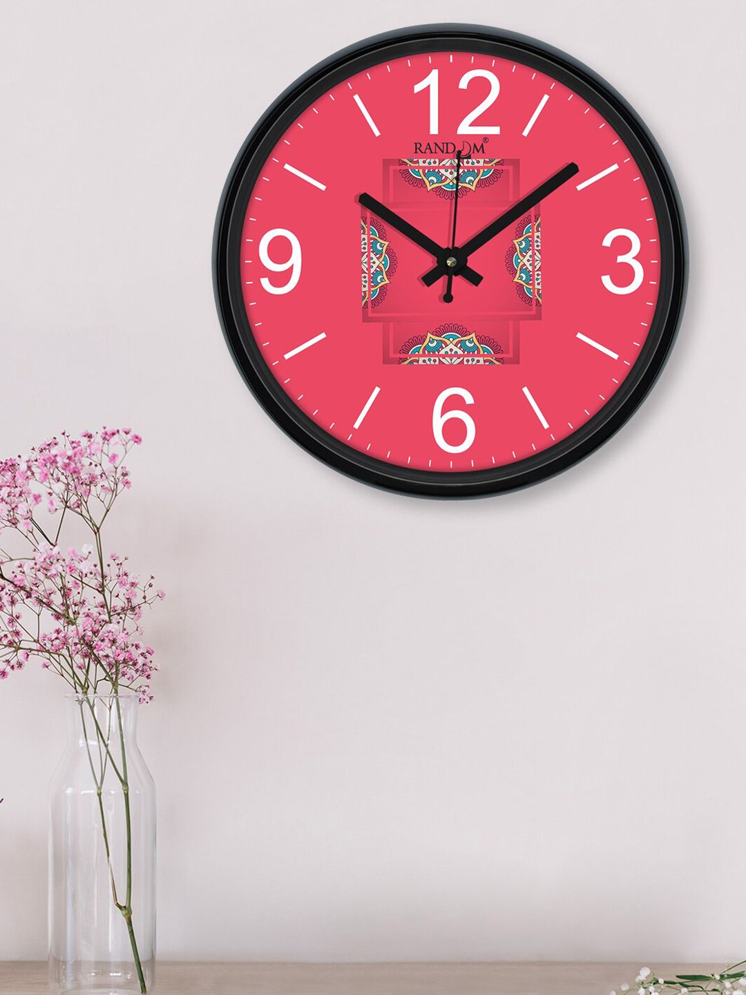 RANDOM Peach-Coloured & Black Printed Contemporary Wall Clock Price in India