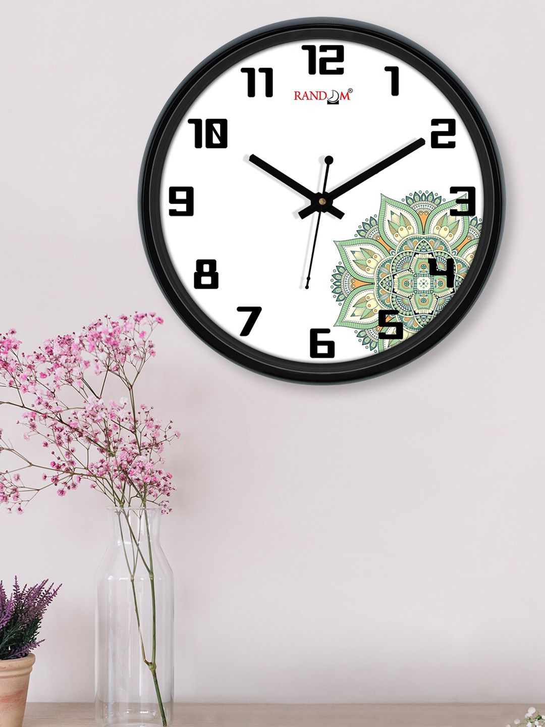 RANDOM White & Black Printed Contemporary Wall Clock Price in India