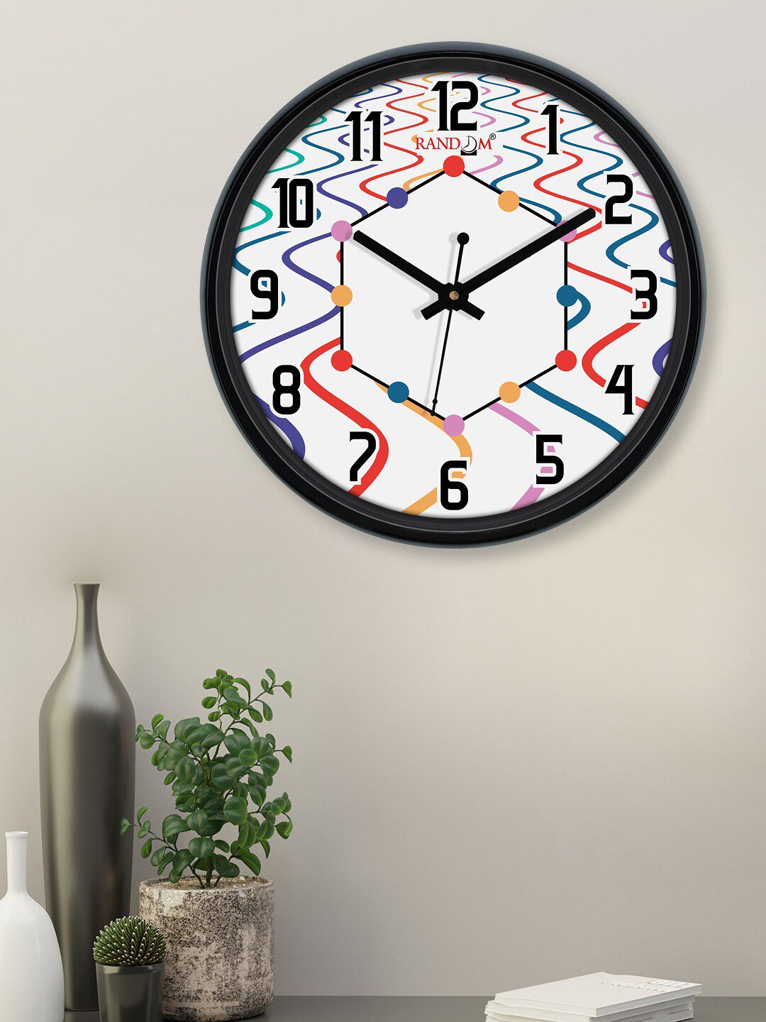 RANDOM White & Orange Printed Contemporary Wall Clock Price in India