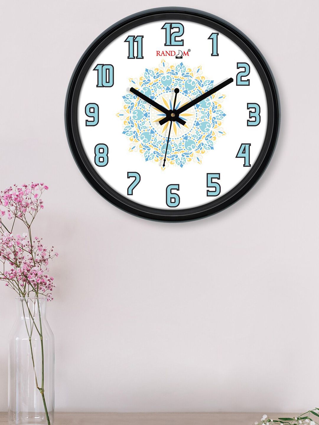 RANDOM White & Black Printed Contemporary Wall Clock Price in India