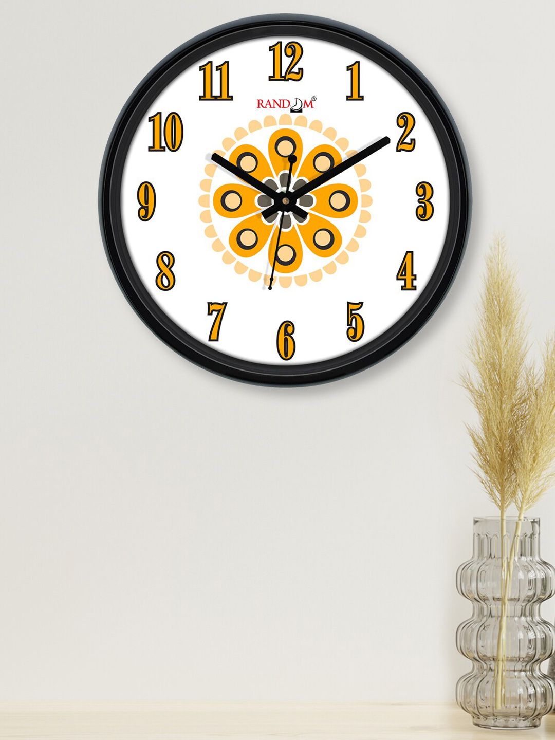 RANDOM White & Yellow Printed Contemporary Wall Clock Price in India