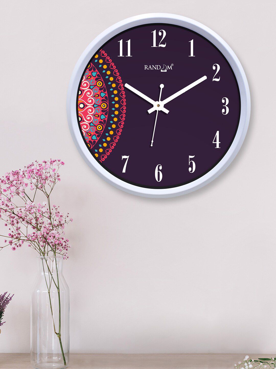 RANDOM Purple & Red Printed Contemporary Wall Clock Price in India