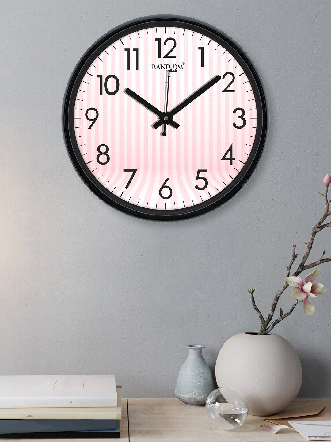 RANDOM White & Pink Printed Contemporary Wall Clock Price in India